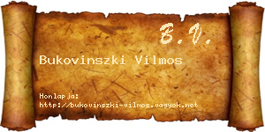 Bukovinszki Vilmos névjegykártya